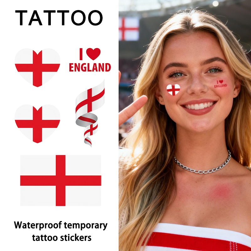 Badminton England - England Flag Temporary Tattoo Sticker, Long-lasting